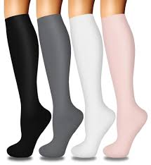 Iseasoo 4 Pairs Compression Socks for Women Circulation-Best Support for Nurses,Running,Athletic,Travel